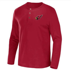 NEW Mitchell & Ness NFL Arizona Cardinals Henley Long Sleeve T-Shirt Red Mens L